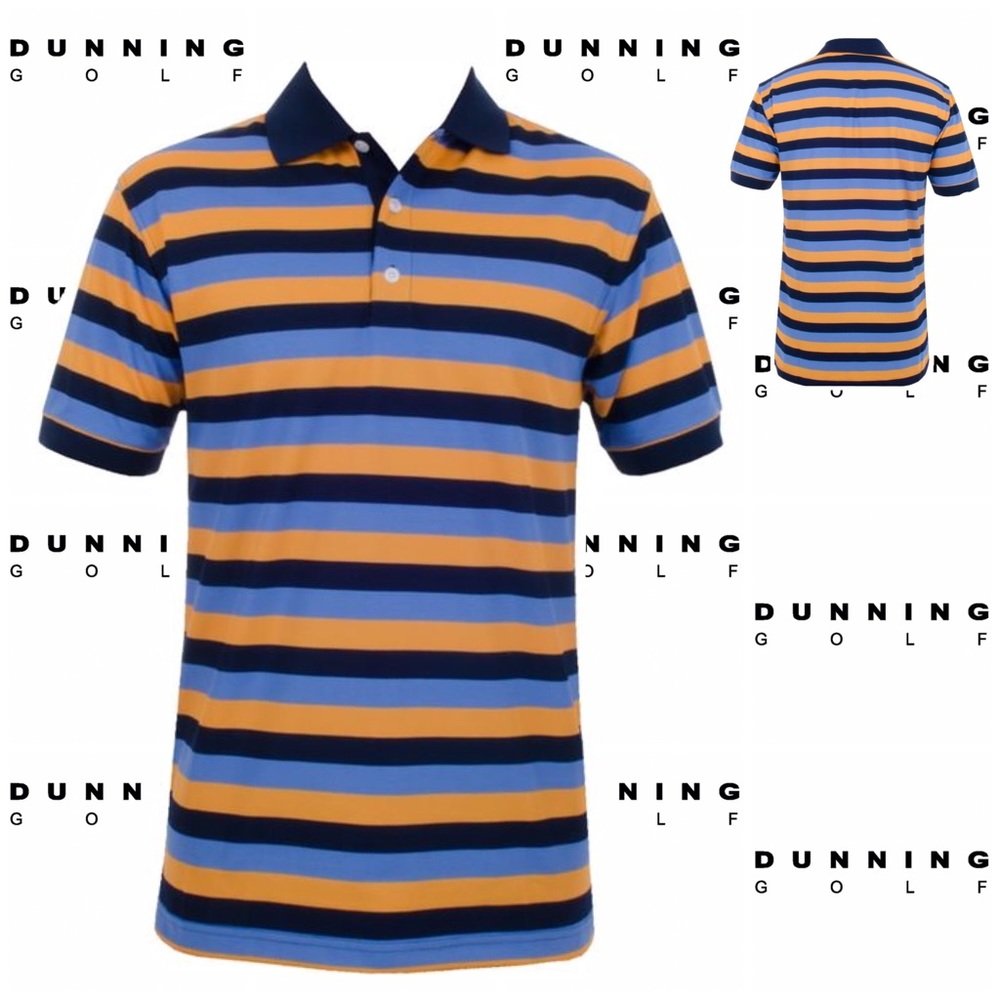 DUNNING Golf Stretch Pique Stripe Polo Shirt